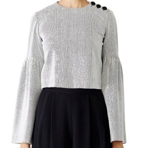 Tibi white and black striped top